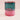 glass cup with two tones of transparent blue and opaque pink glass, with a bright red lip by Bow Glassworks
