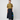 Denim A‑line stripe skirt