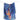 blue silk scarf with fern print, accents of green and orange