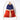 A multi color backpack on a white background. 