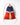 A multi color backpack on a white background. 