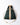 A multi color green and cream backpack on a white background.