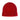Red knit beanie on a white background