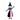 Decorative witch figure with a black hat, pink and black dress, and star shoes on a white background.