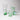 A set of colorful green glasses on a white background