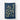 Navy blue towel with gold botanical pattern hanging on a line against a white background