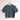 A blue short sleeved sweater with a geometric pattern on a hanger with a white background
