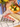 Colorful checkered cloths on a tiled floor with a basket of fruits and flowers.