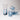 A set of colorful blue glasses on a white background
