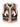 Handknit vest with horse motif and faux fur lining worn over a grey turtleneck paired with brown plaid pants on white background.
