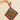 Colorful striped pot holder held by a hand against a beige background