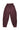A pair of loose-fitting, wide-leg pants in a deep burgundy or maroon color, featuring an elastic waistband and side pockets, shown against a plain white background.
