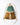 A multi colored pleated backpack on a white background. 