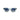 A pair of transparent blue sunglasses on a white background. 