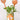 A green plant in a coffee can with two peach glass watering globes on a white background. 