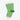 Green and white striped socks with a colorful tag on a white background