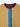 A close-up of a quilted jacket featuring a mustard yellow body, a vertical blue button placket, and a dark burgundy inner collar.
