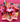 Colorful floral napkins on a pink background.