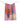pink silk scarf with lilac print, accents of orange and blue